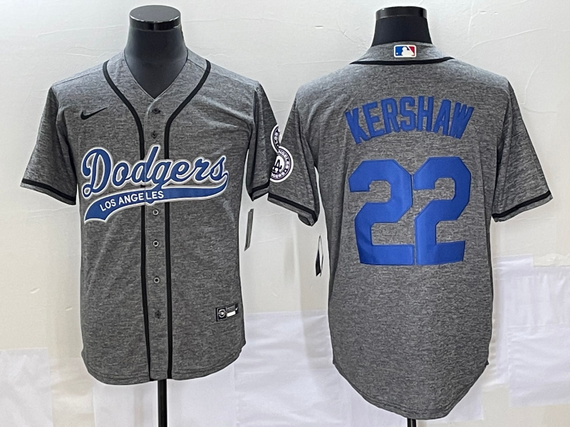 Men's Los Angeles Dodgers Clayton Kershaw #22 Gray Jersey Joint Edition